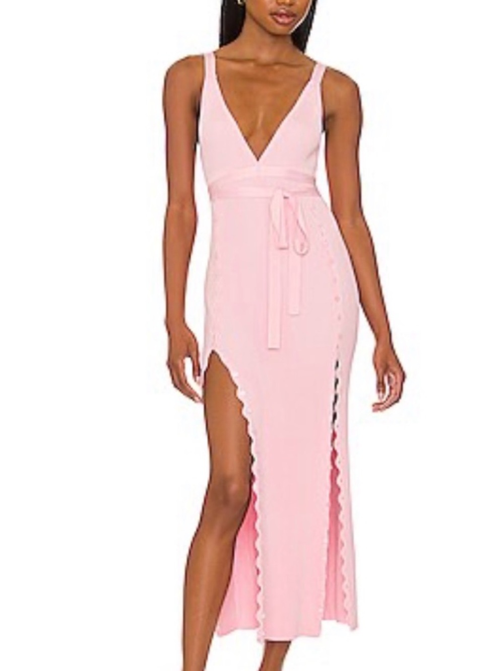 DEVON WINDSOR Octavia Blush Pink Scallop-Trim Maxi Dress
